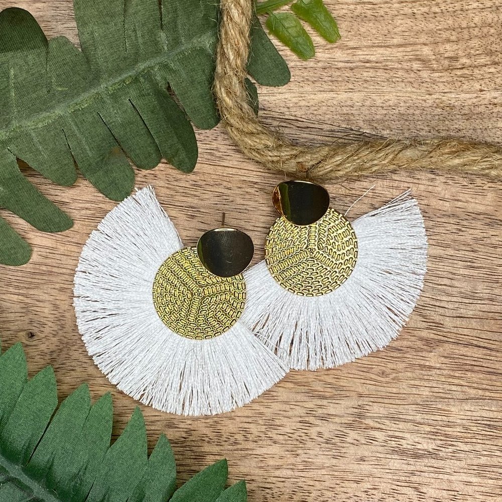 BUNDLE 2 EARRING for $13‼️ | White & Gold Tassel Earrings Stainless Steel